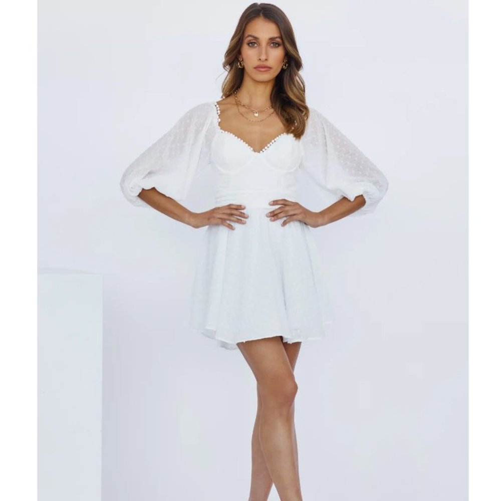 Heart Eyes For You Dress White, Size L, Never worn